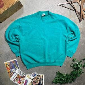 Vintage 90s Basic Essentials Solid Color Crewneck Mens 2XL Teal Boxy Sweatshirt